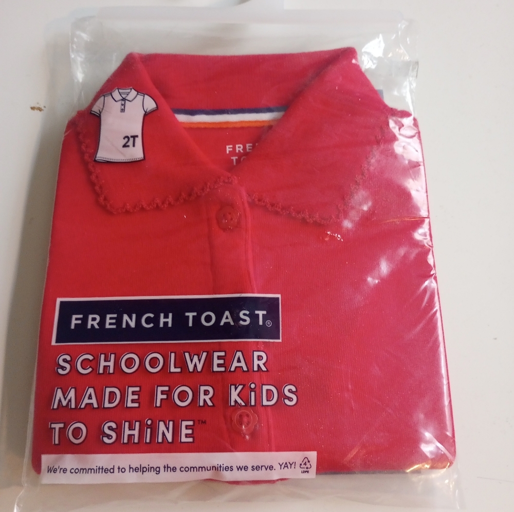 French Toast Toddler Girls Short Sleeve Interlock Polo Red Size 2T